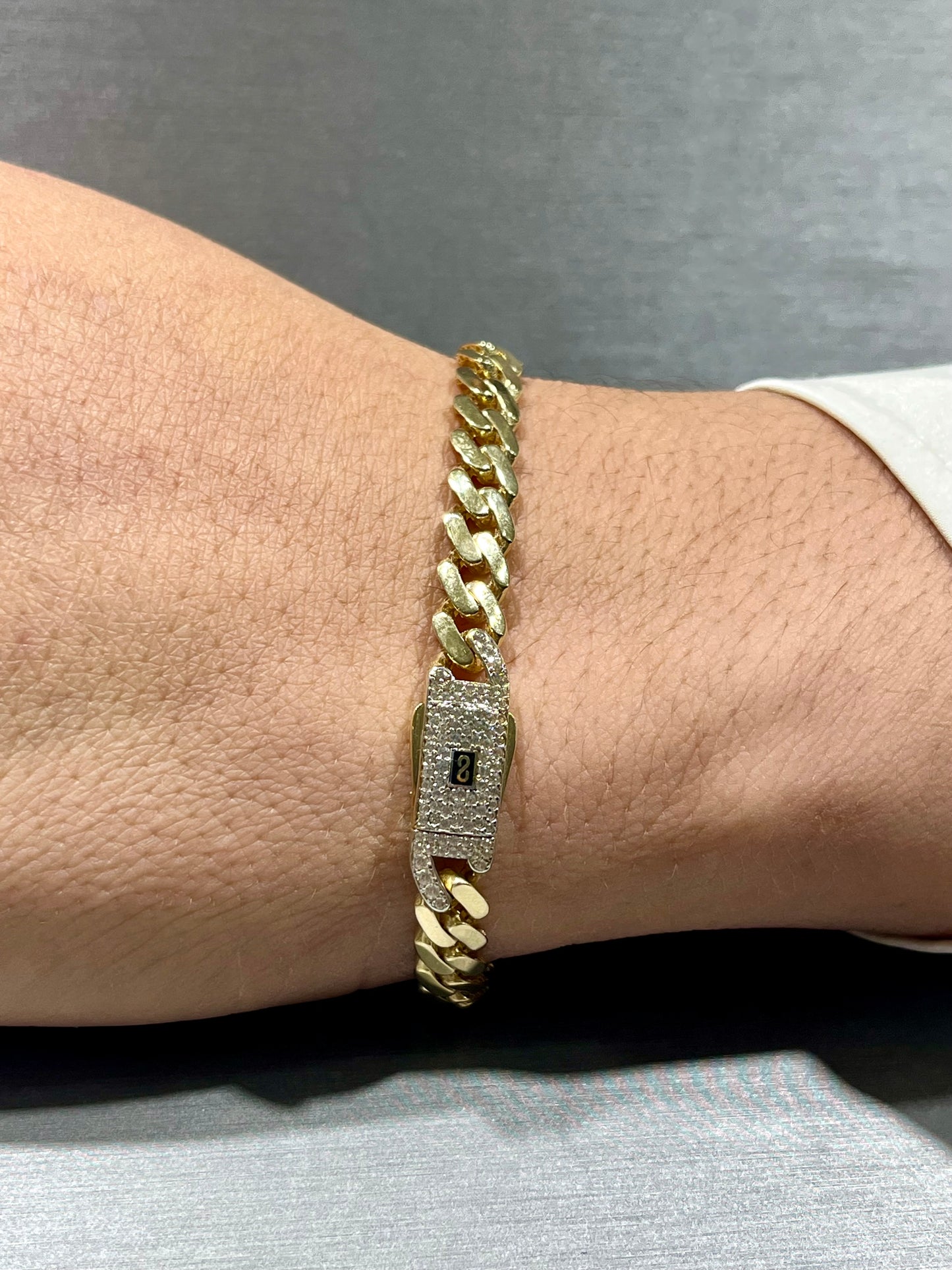 14K Hollow Monaci Bracelet with CZ Stones