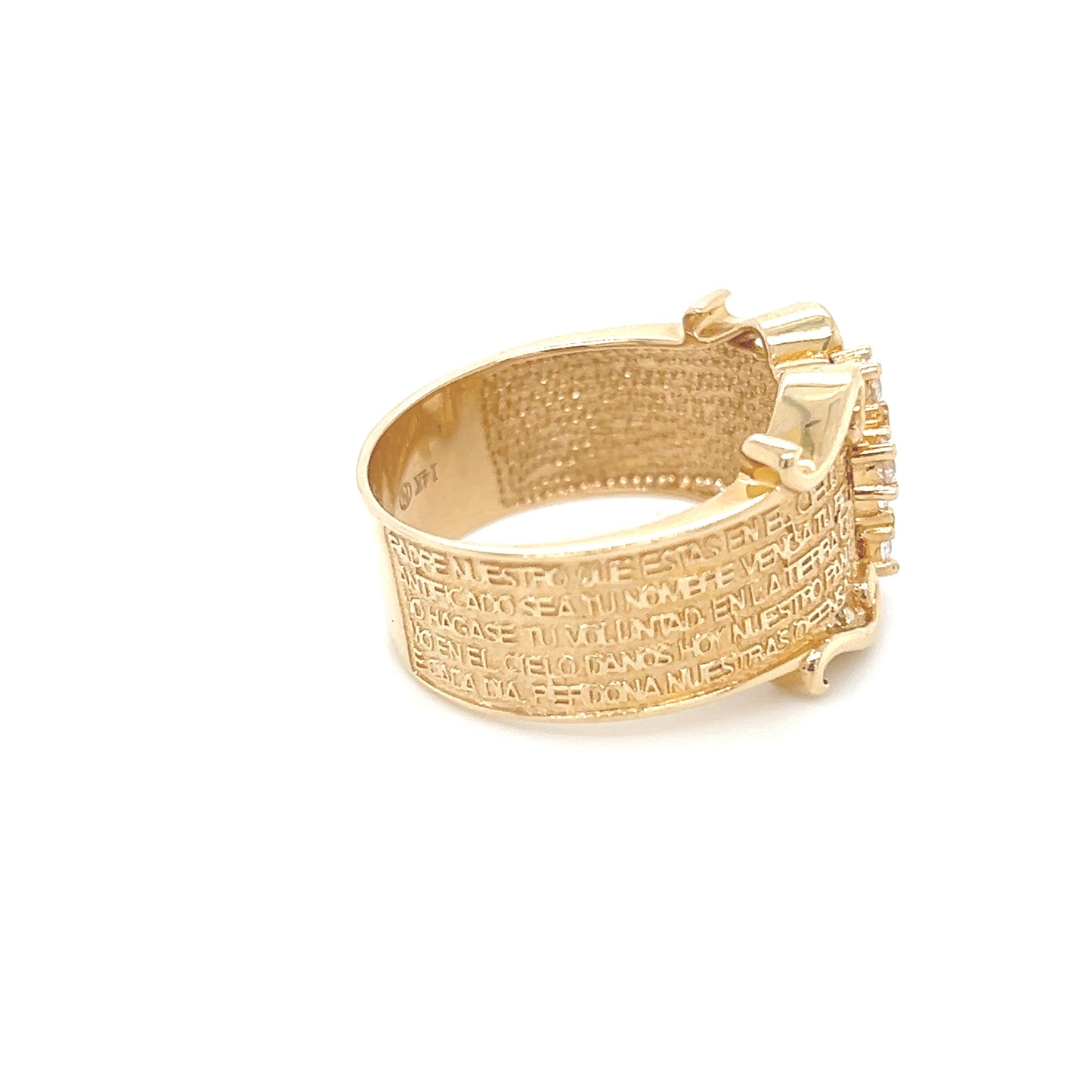 14K Padre Nuestro Men’s CZ Stones YG