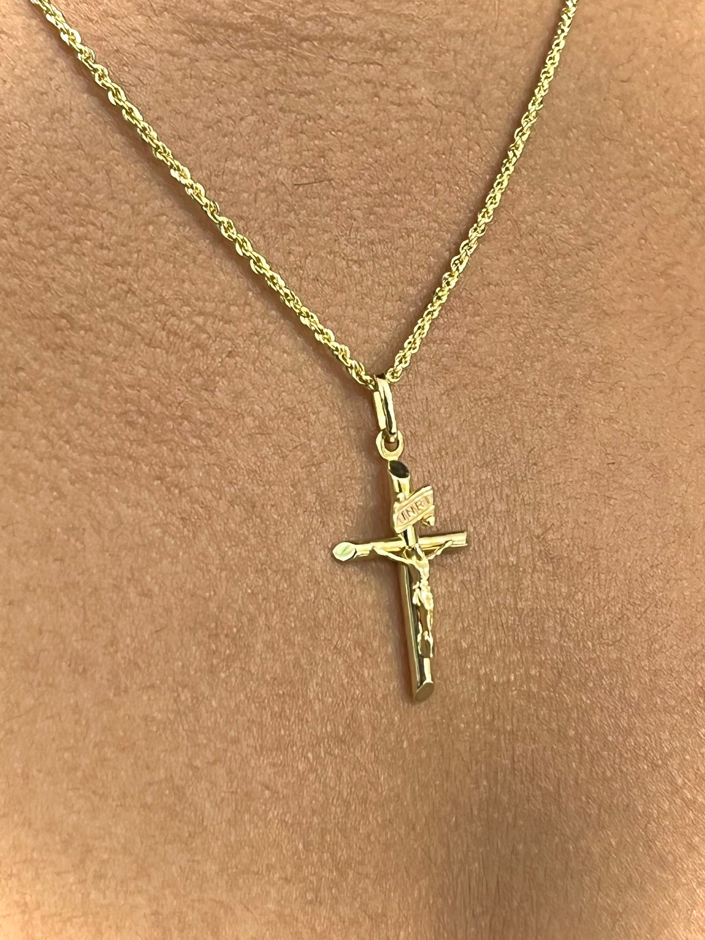 14K Rope Chain with Cross Pendant