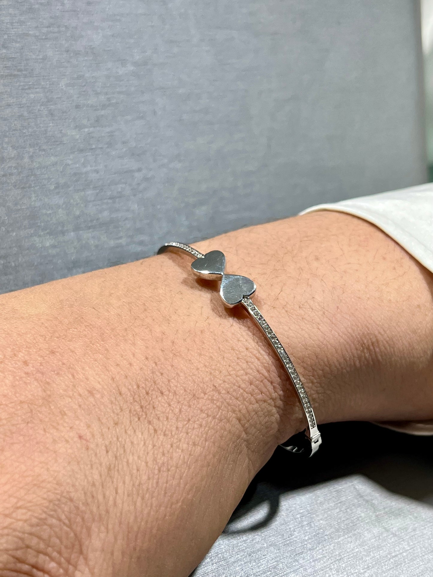 14K Heart Bangle With Gold