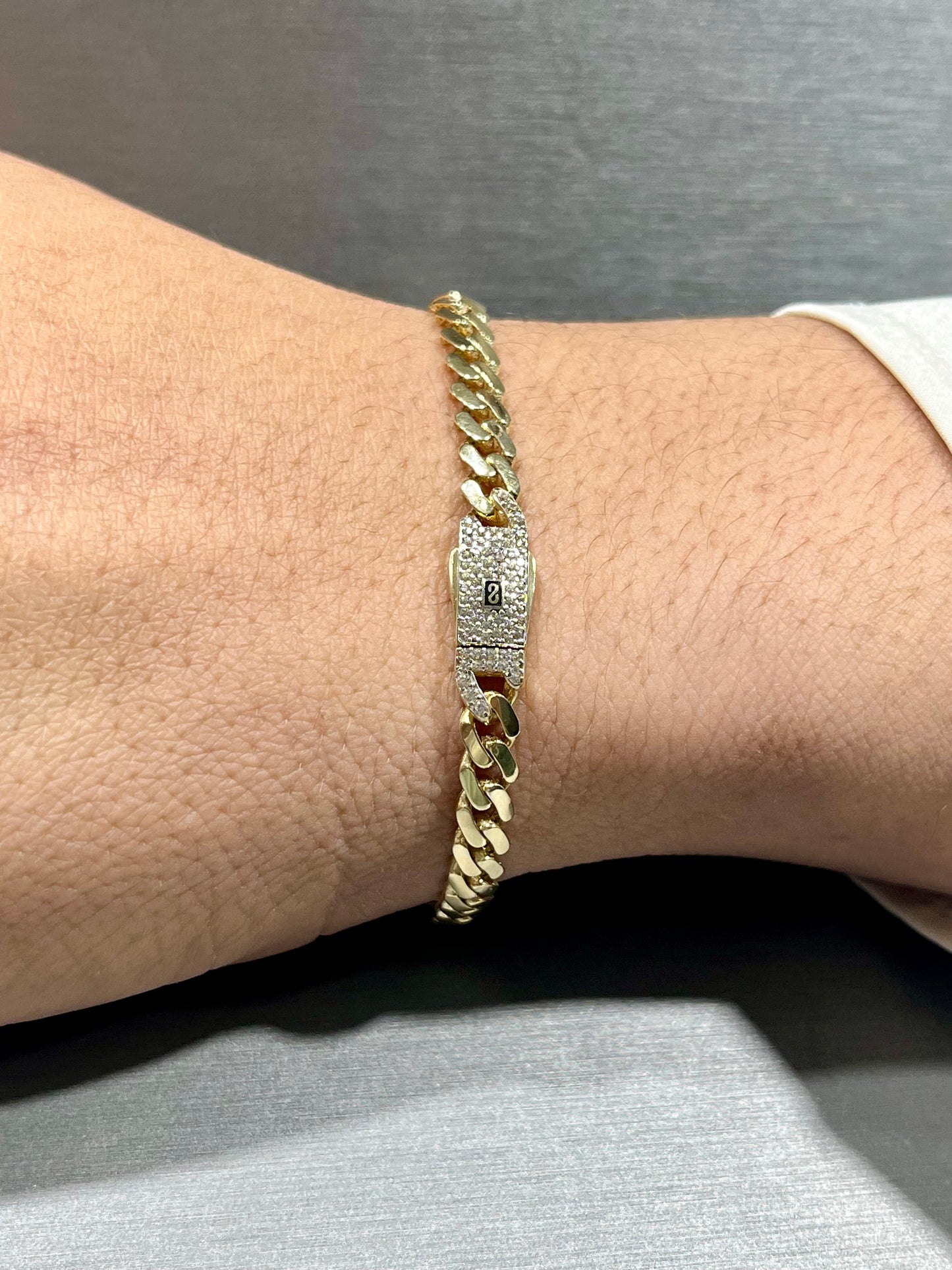 14K Hollow Monaci Bracelet with CZ Stones