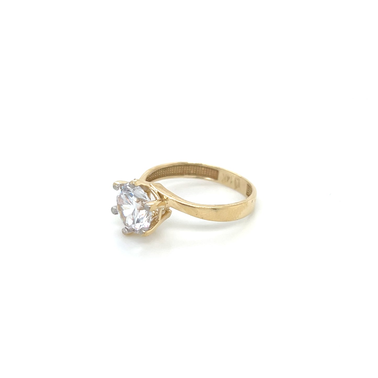 14K Engagement Ring CZ Stones Yellow Gold