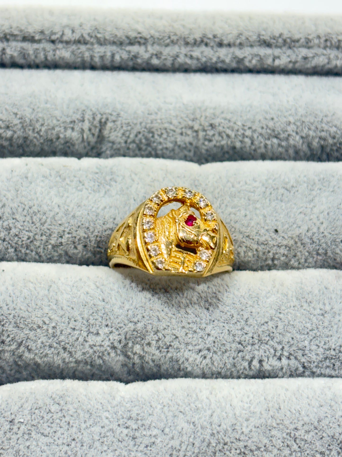 14K Hourse Men's Ring CZ