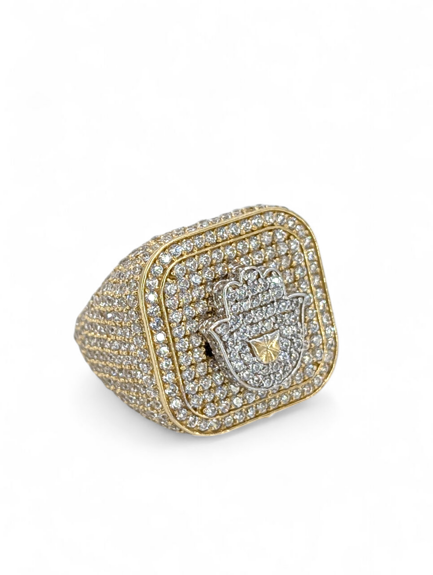 14K Hamsa Men's Ring CZ