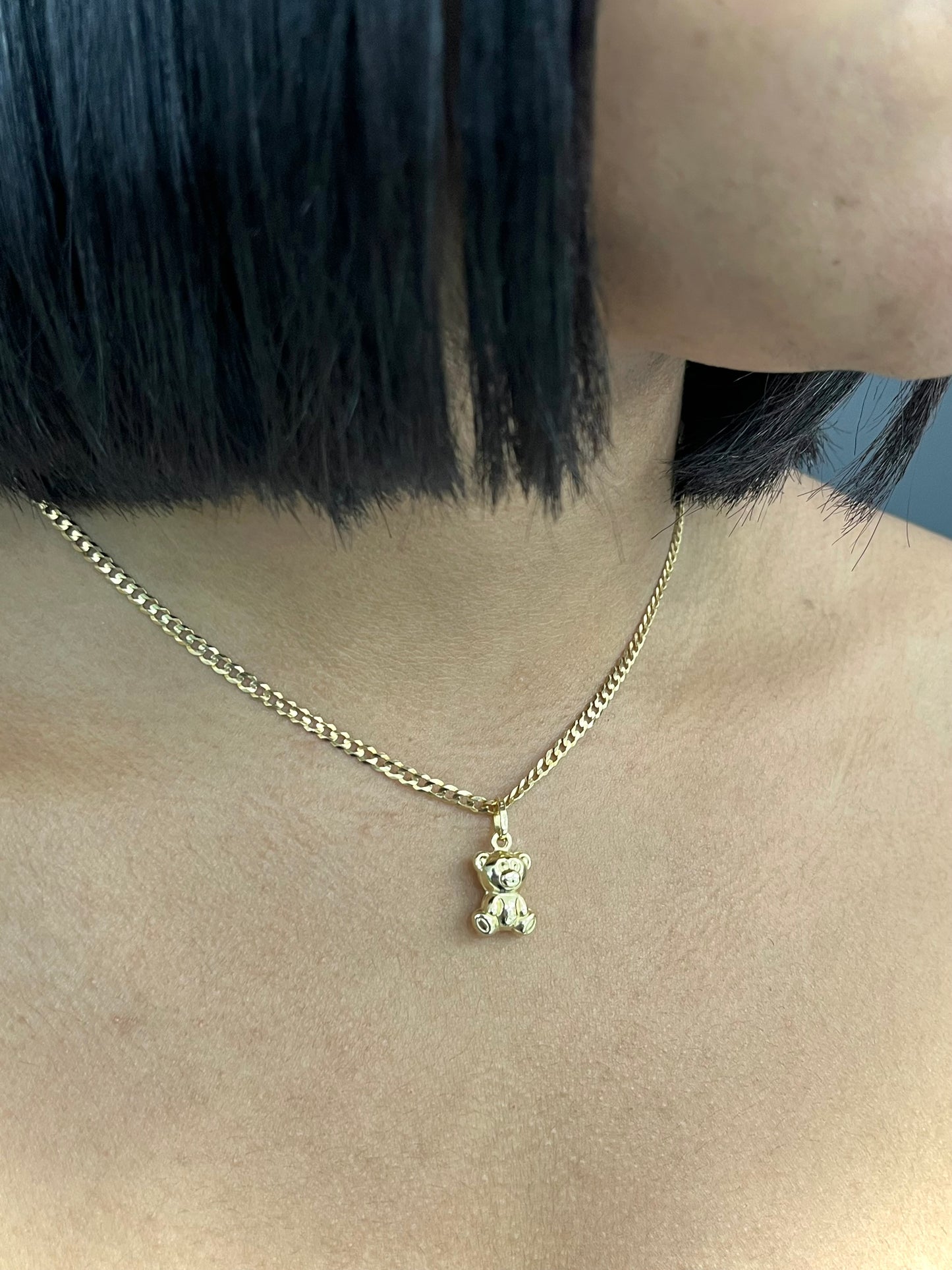 14K Cuban Chain with Teddy Bear Pendant