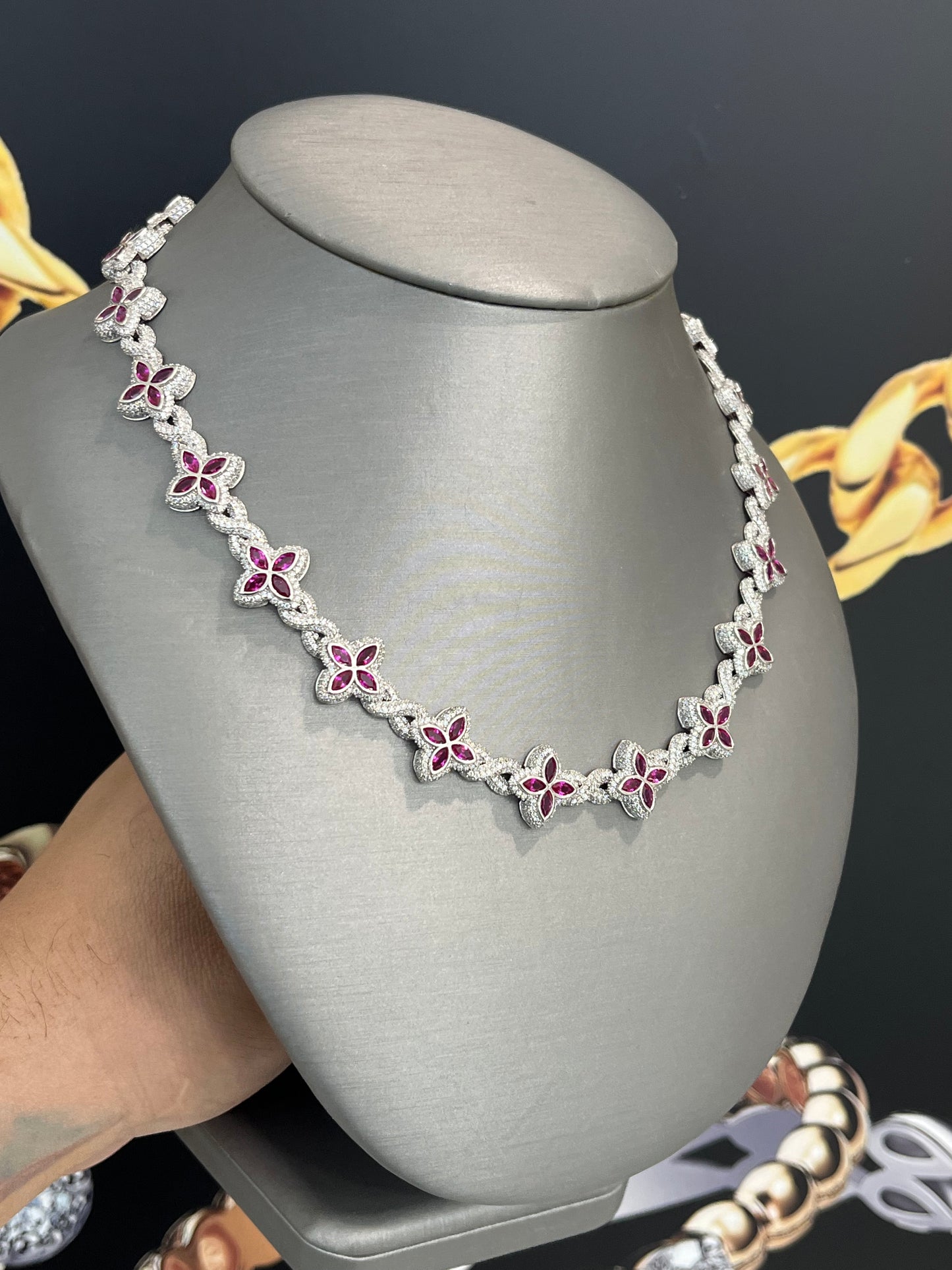 14K Trébol 🍀 Ice Chain (15.3 mm - 16” ) White Gold