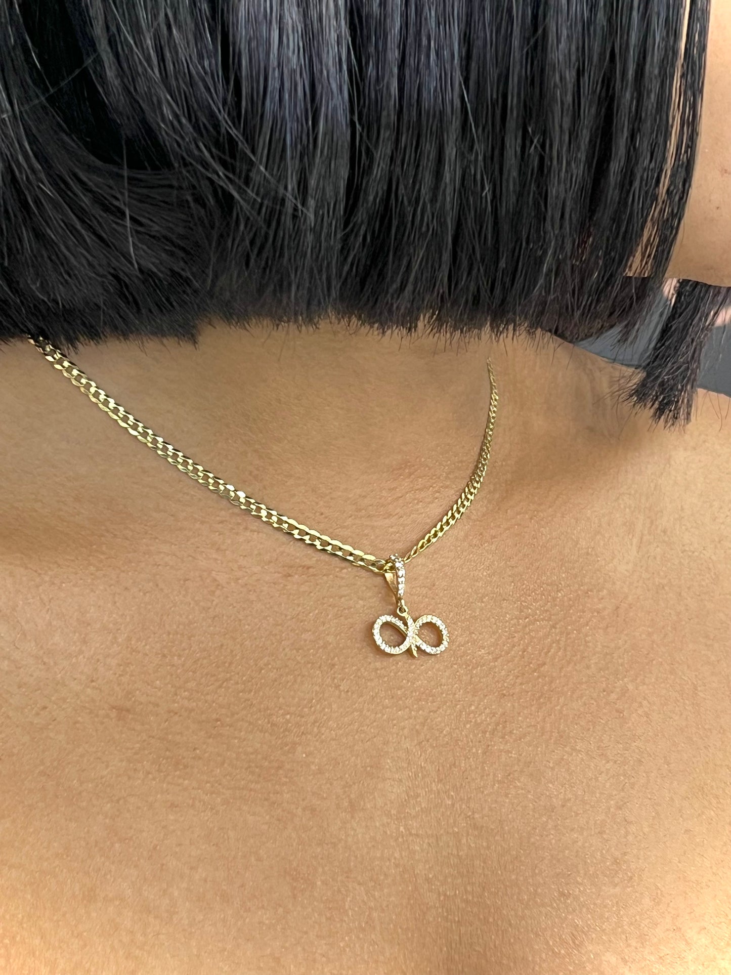 14K Cuban Chain with Infinity Pendant with CZ Stones