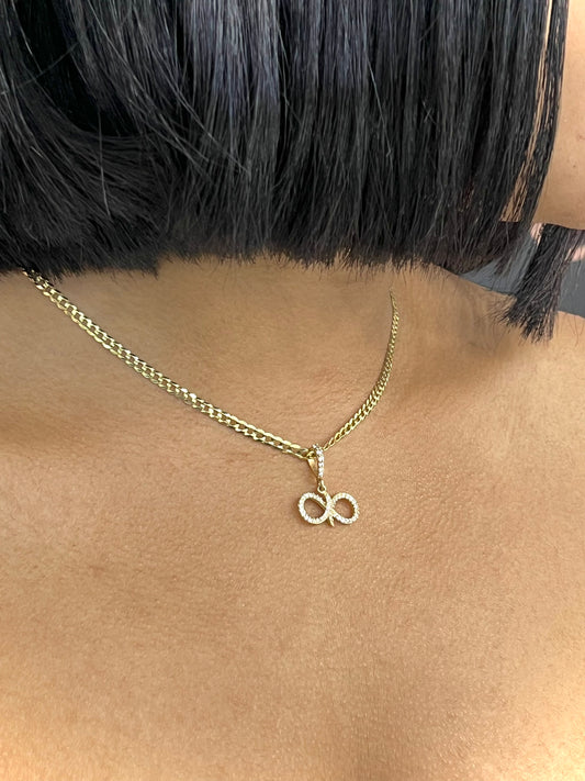 14K Cuban Chain with Infinity Pendant with CZ Stones