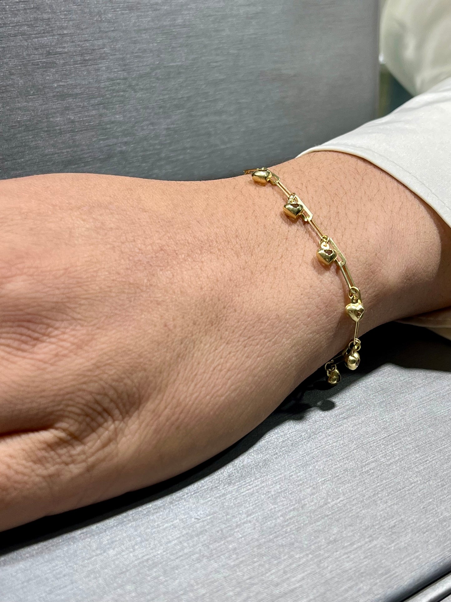 14K Paper Clip Bracelet with Charms