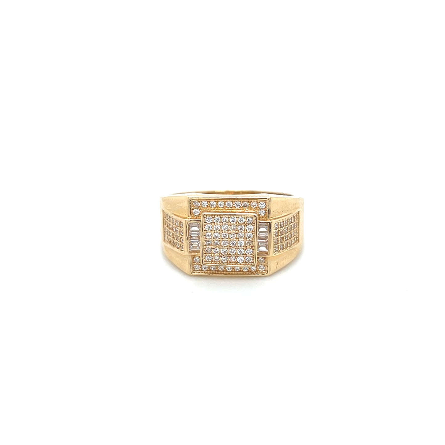 14K Square Men’s CZ Stones YG