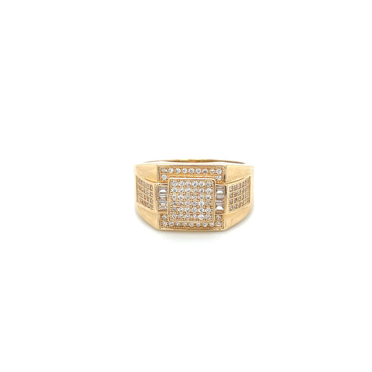 14K Square Men’s CZ Stones YG
