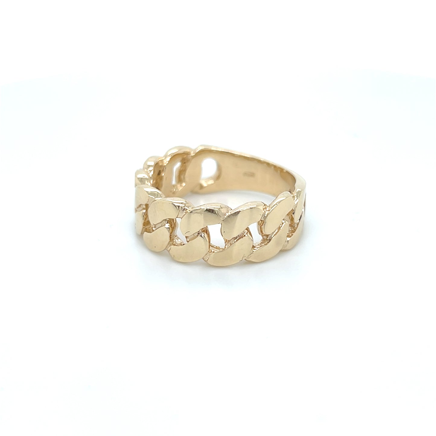 14K Solid Cuban Ring Yellow Gold