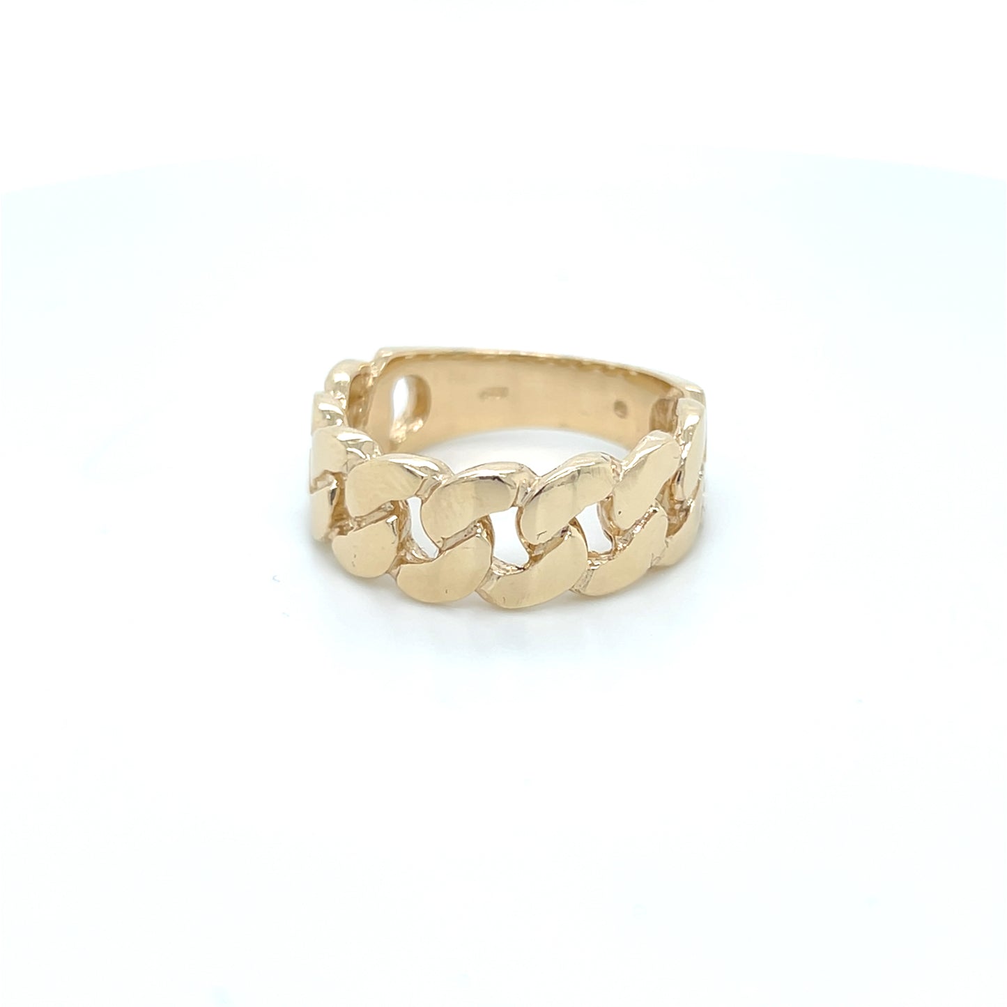 14K Solid Cuban Ring Yellow Gold