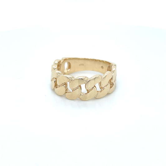 14K Solid Cuban Ring Yellow Gold