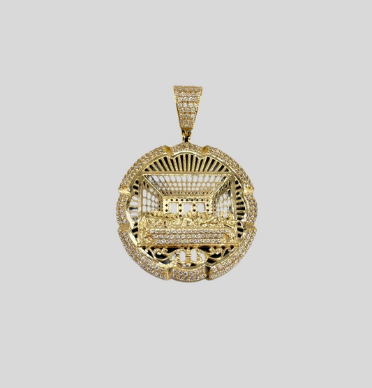 14K The Last Supper Pendant with CZ Stones