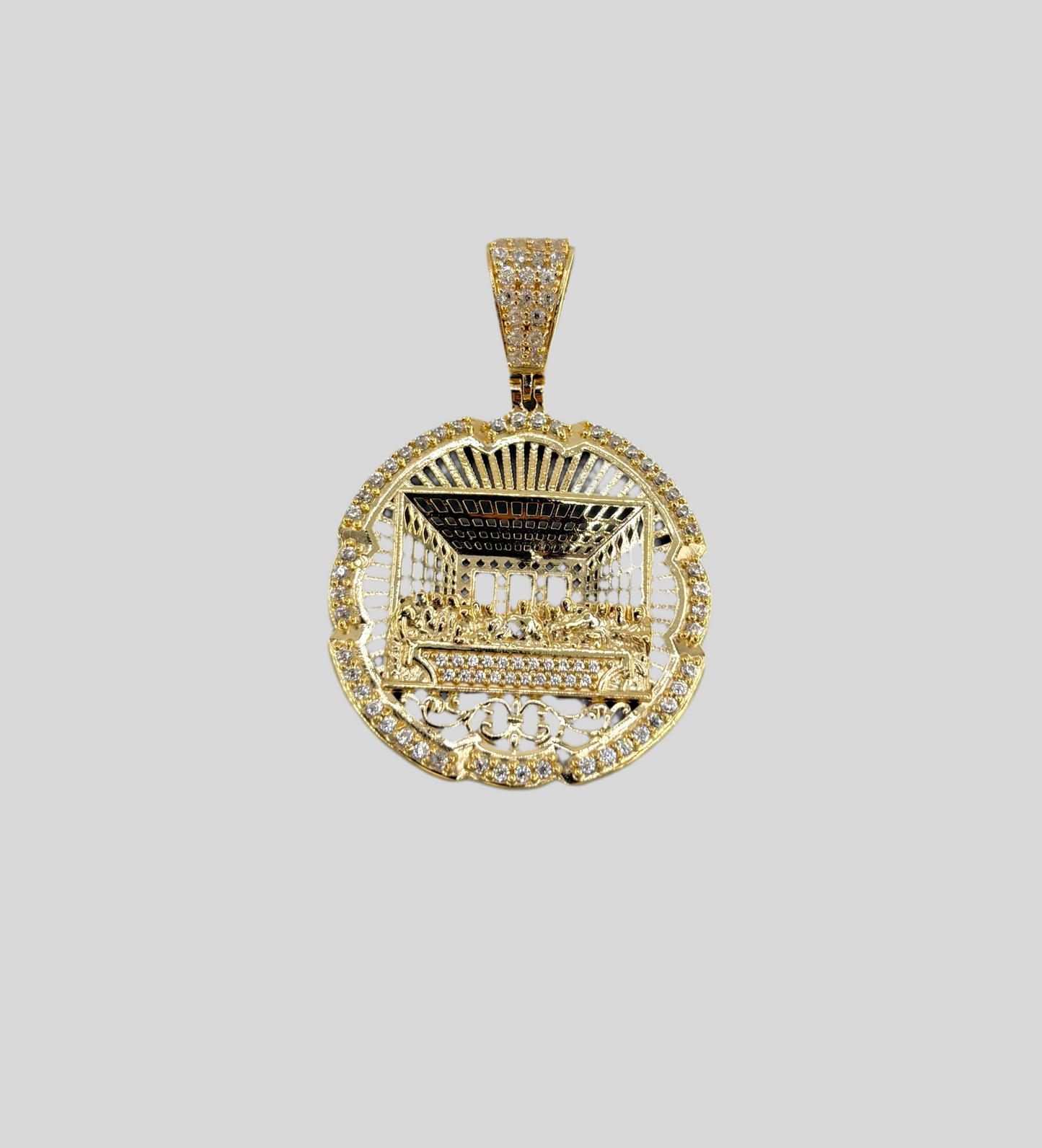 14K The Last Supper Pendant with CZ Stones