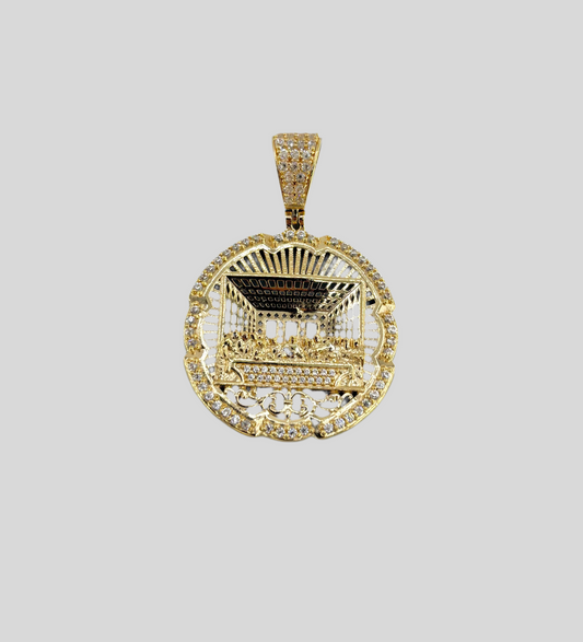 14K The Last Supper Pendant with CZ Stones