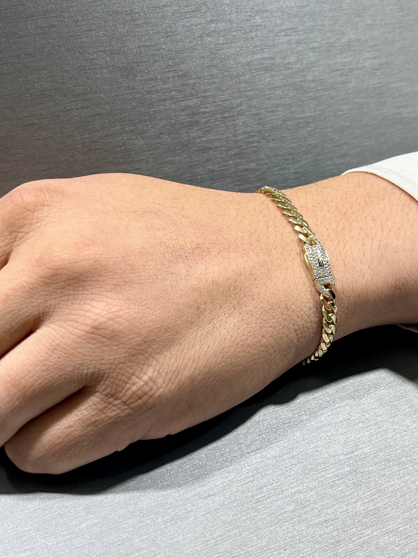 14K Hollow Monaci Bracelet with CZ Stones