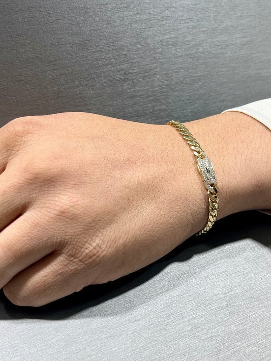 14K Hollow Monaci Bracelet with CZ Stones