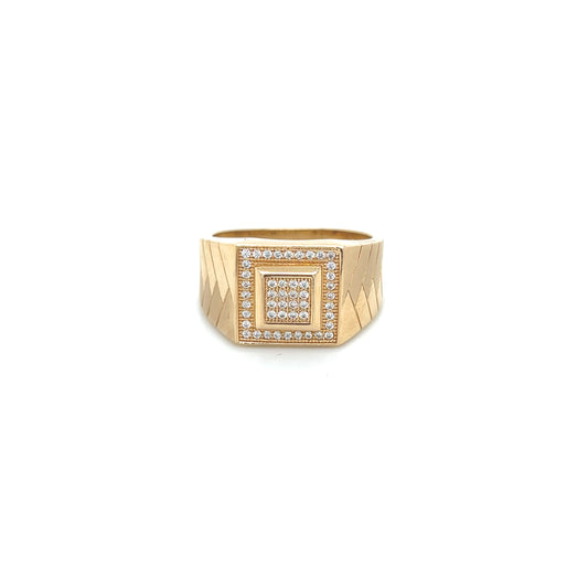 14K Square Men’s CZ Stones YG