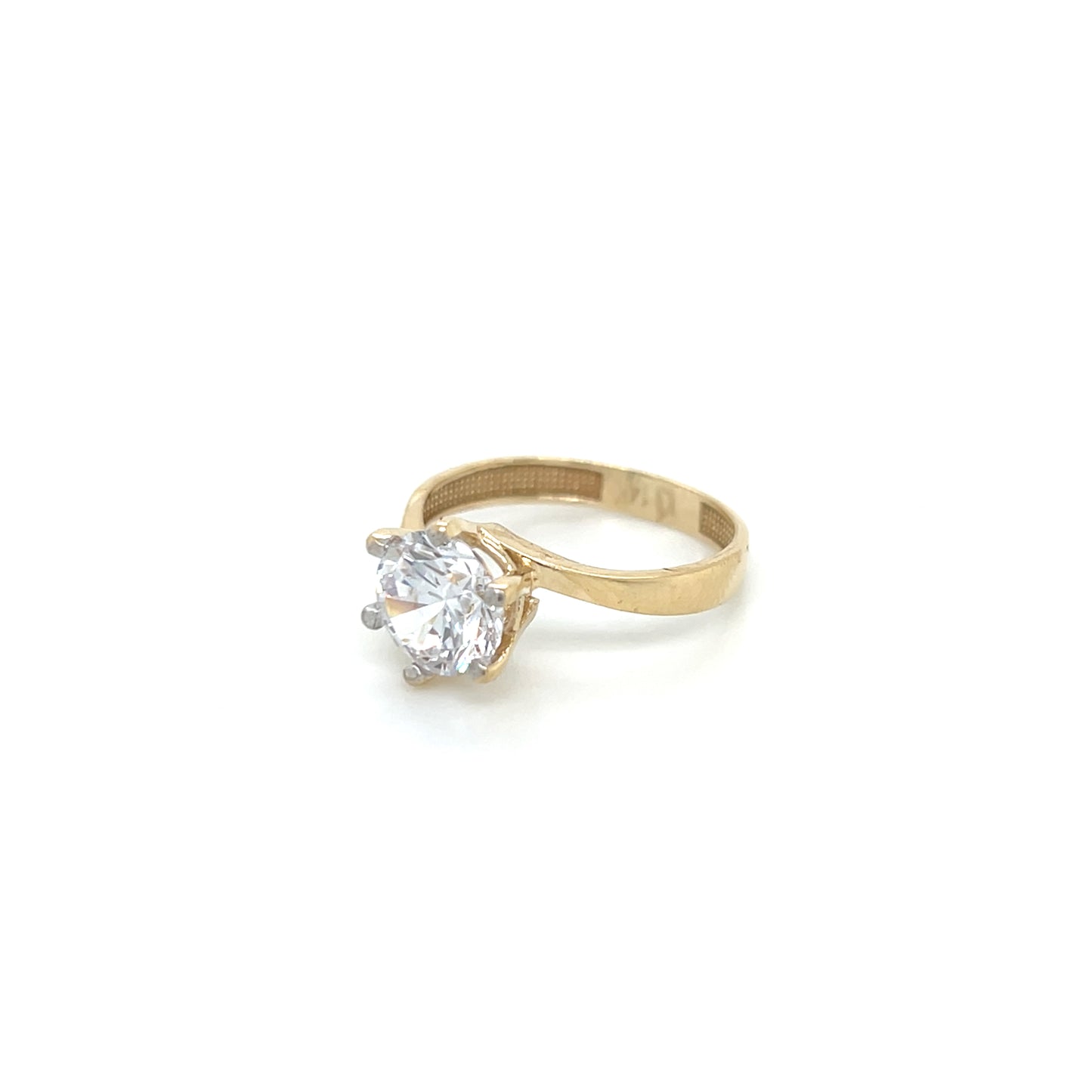 14K Engagement Ring CZ Stones Yellow Gold