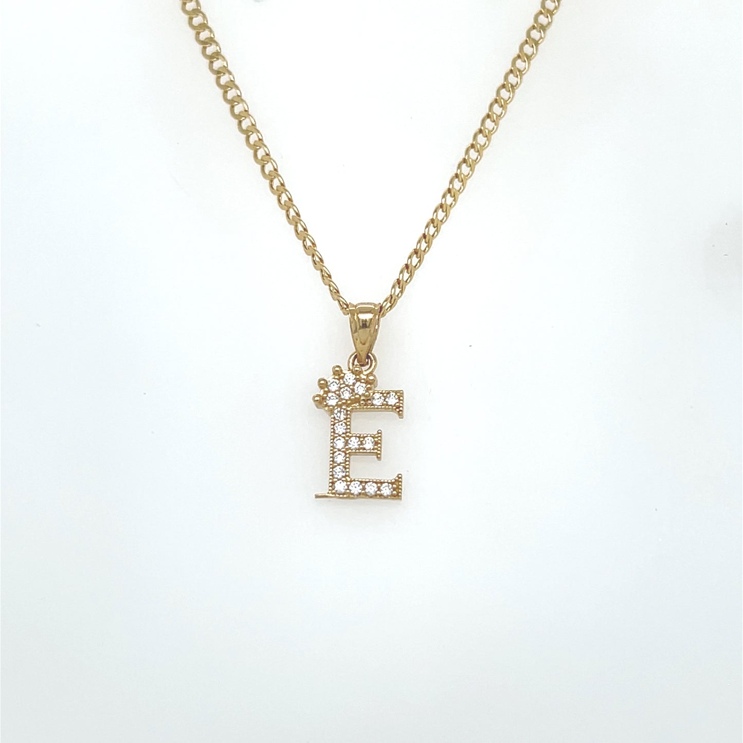 14K Initial Name Pendant With Cuba Chain Yellow Gold