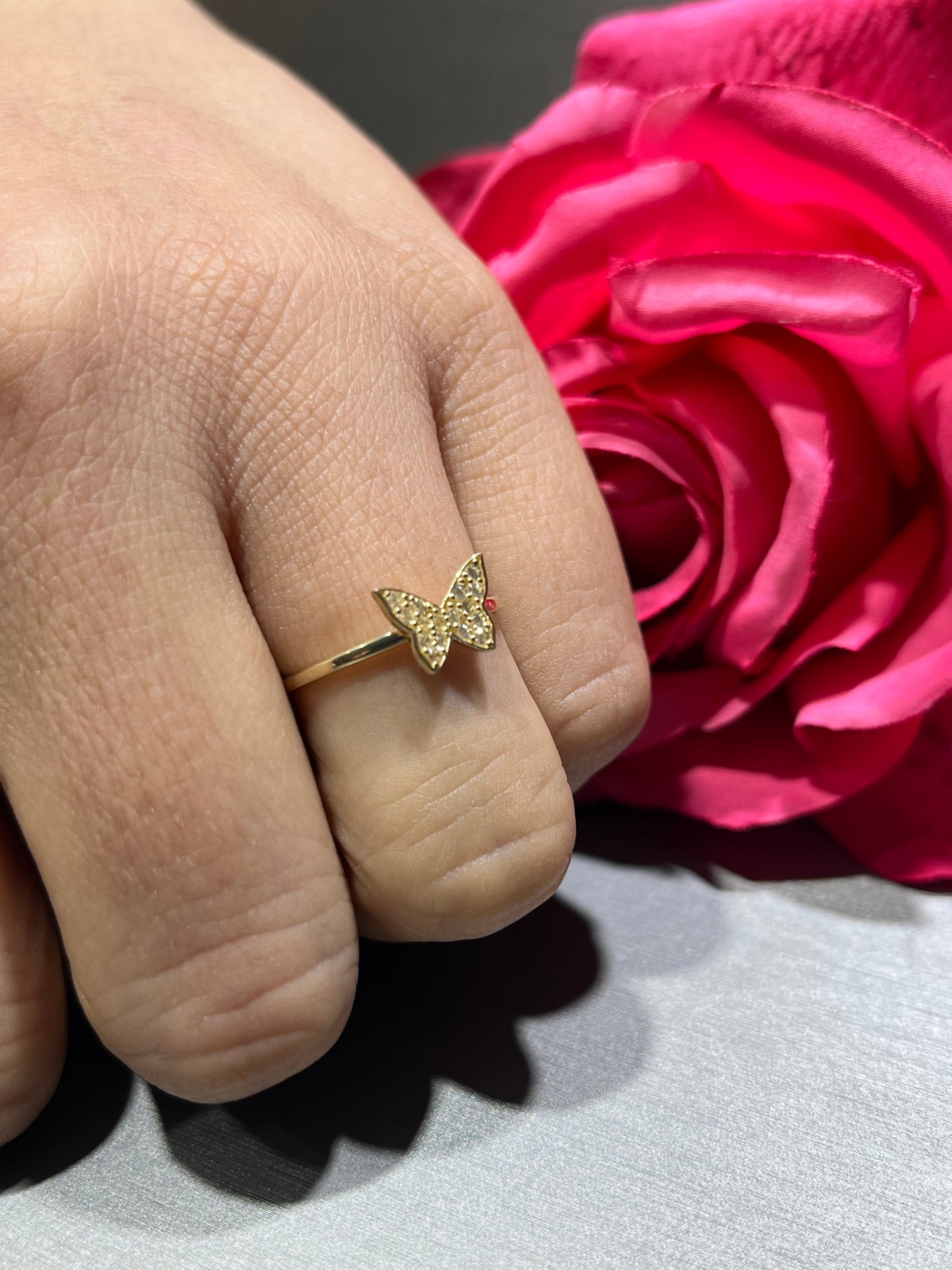 14K Butterfly Women’s Ring Yellow Gold