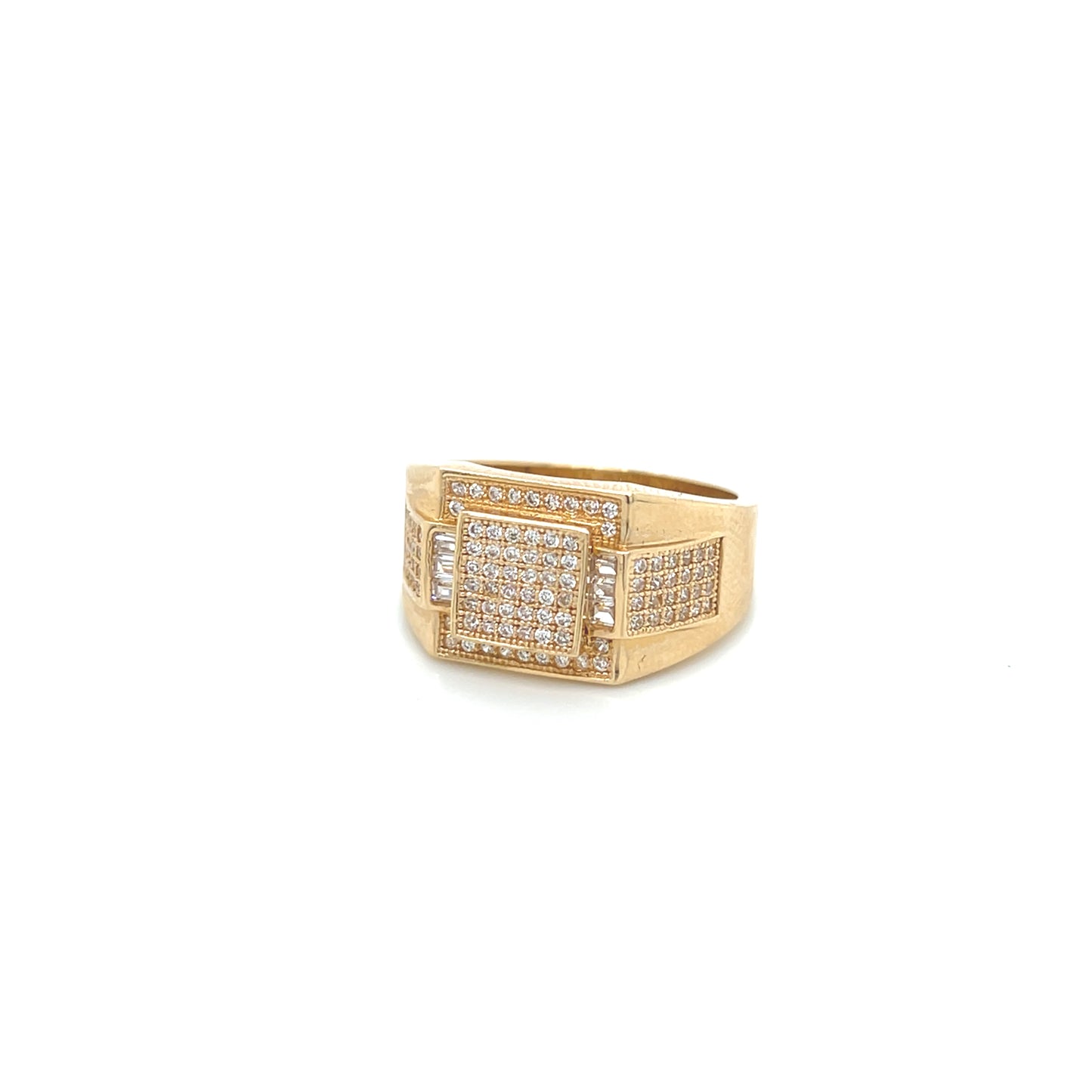 14K Square Men’s CZ Stones YG