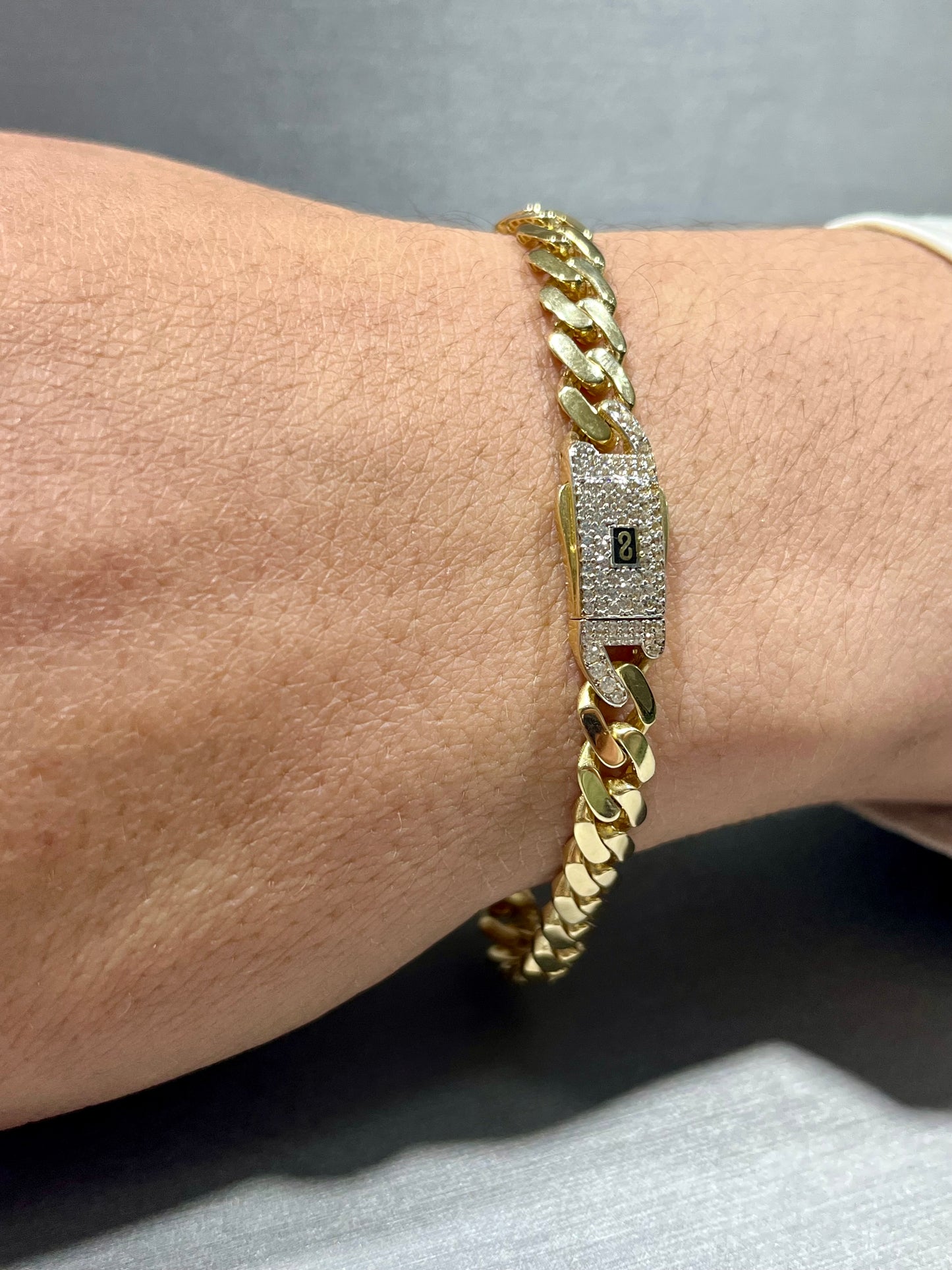 14K Hollow Monaci Bracelet with CZ Stones