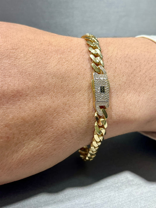 14K Hollow Monaci Bracelet with CZ Stones