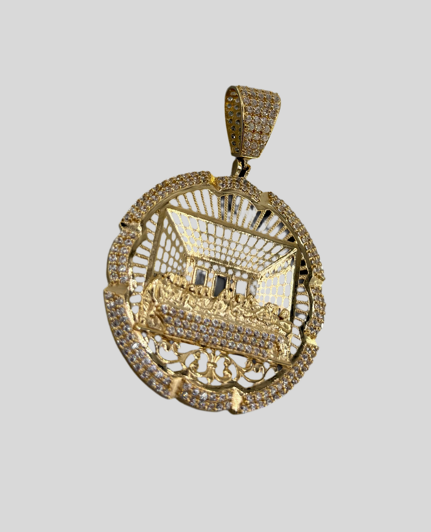 14K The Last Supper Pendant with CZ Stones