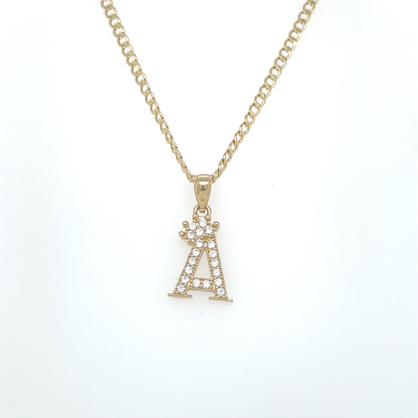 14K Initial Name Pendant With Cuba Chain Yellow Gold