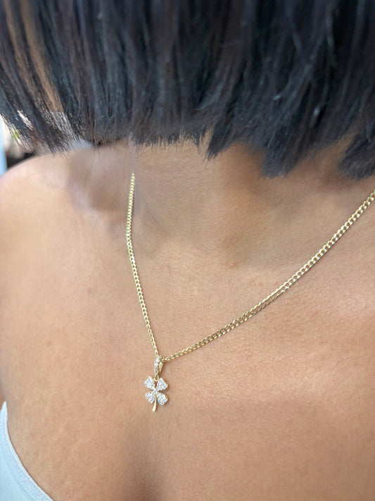 14K Rope Chain with Cross Pendant with CZ Stones