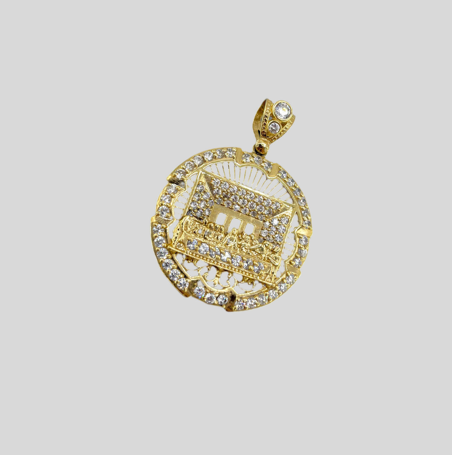 14K The Last Supper Pendant with CZ Stones