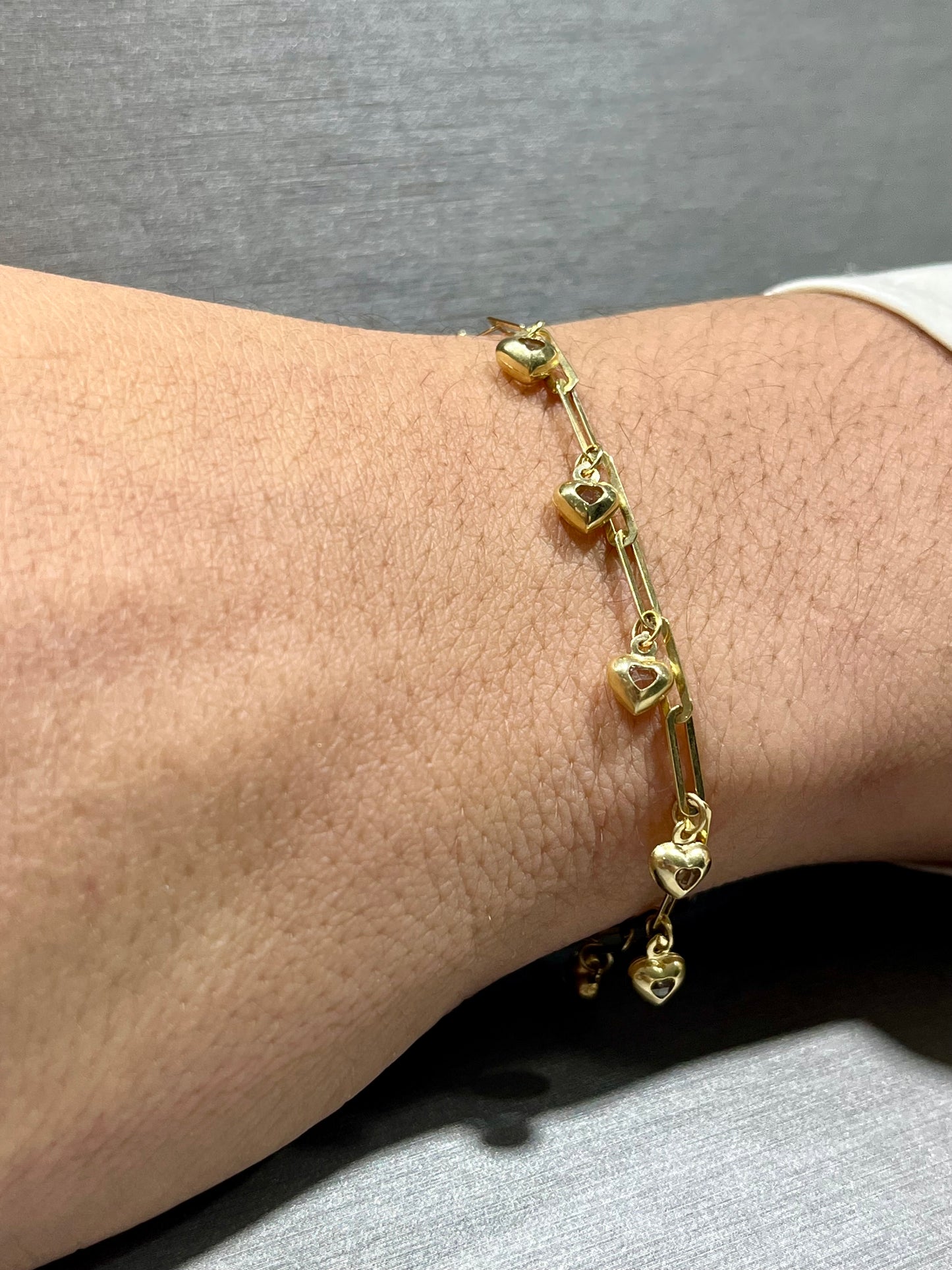 14K Paper Clip Bracelet with Charms