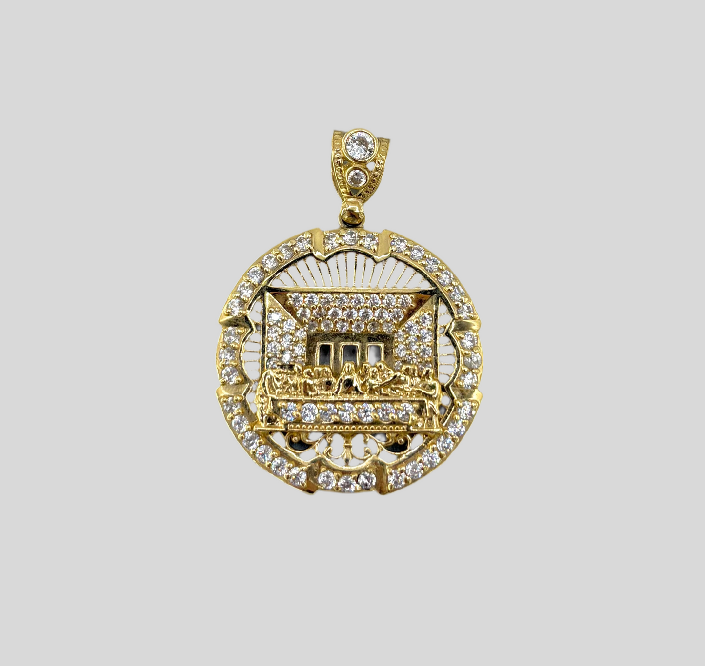 14K The Last Supper Pendant with CZ Stones