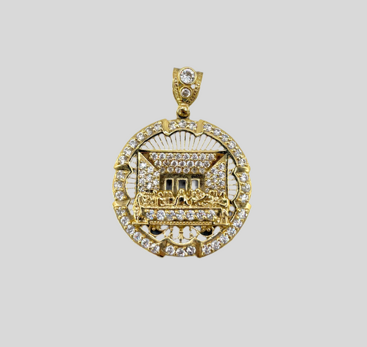 14K The Last Supper Pendant with CZ Stones