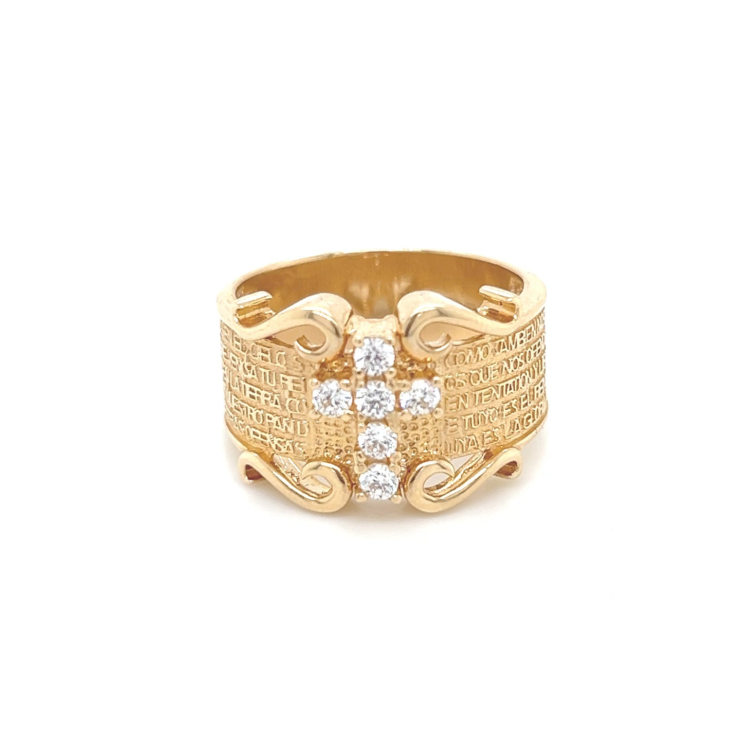 14K Padre Nuestro Men’s CZ Stones YG