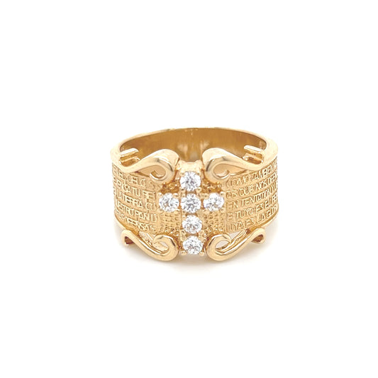 14K Padre Nuestro Men’s CZ Stones YG