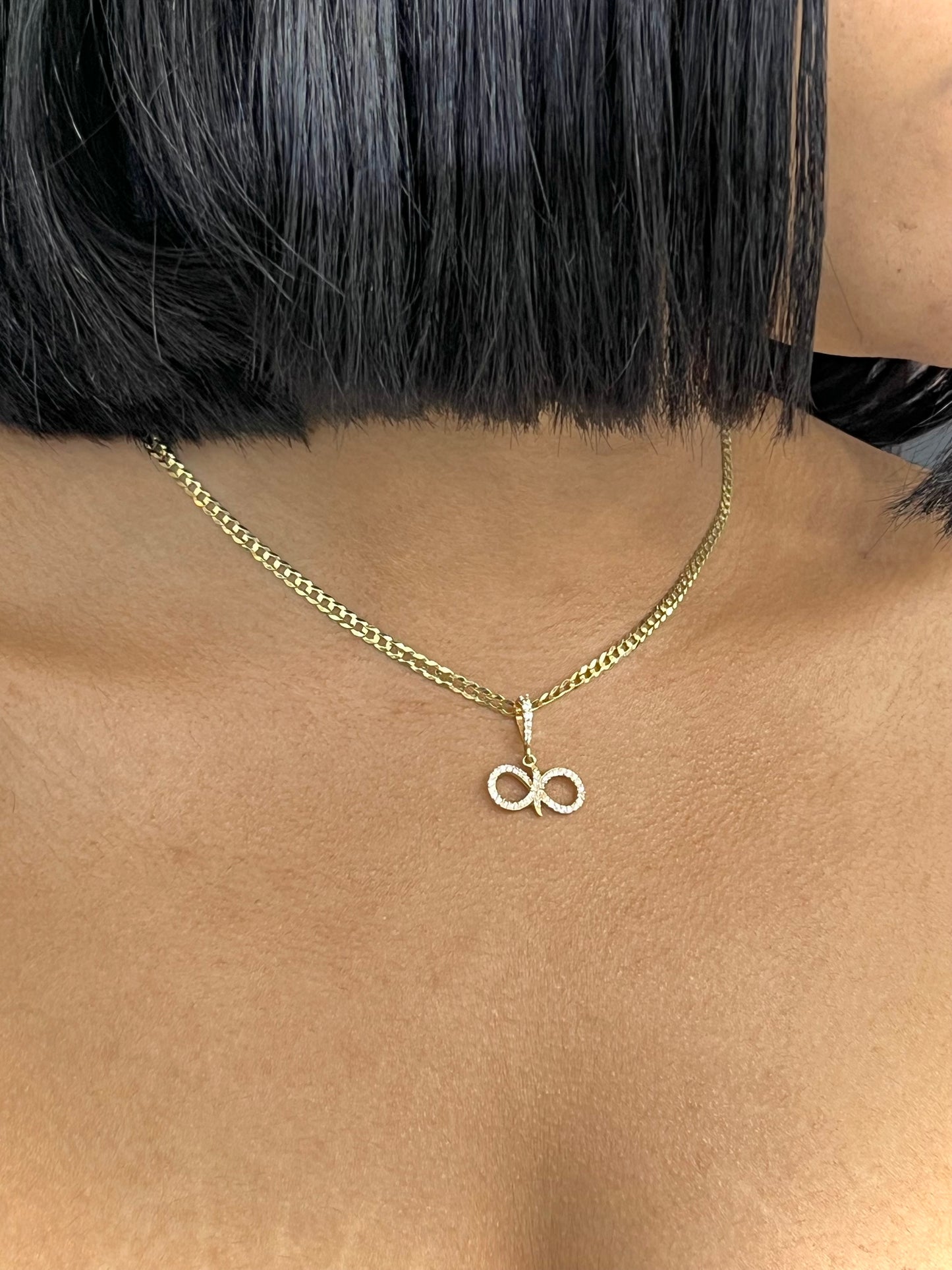 14K Cuban Chain with Infinity Pendant with CZ Stones