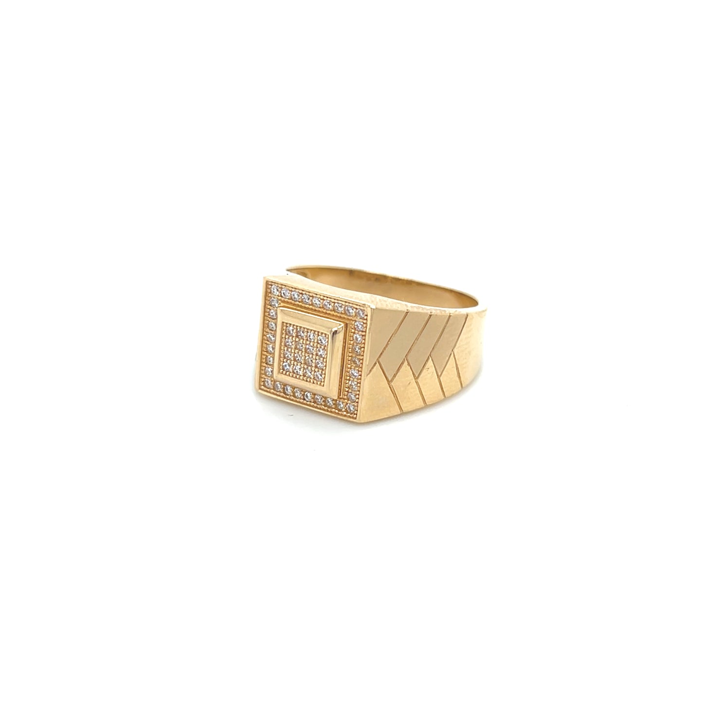 14K Square Men’s CZ Stones YG
