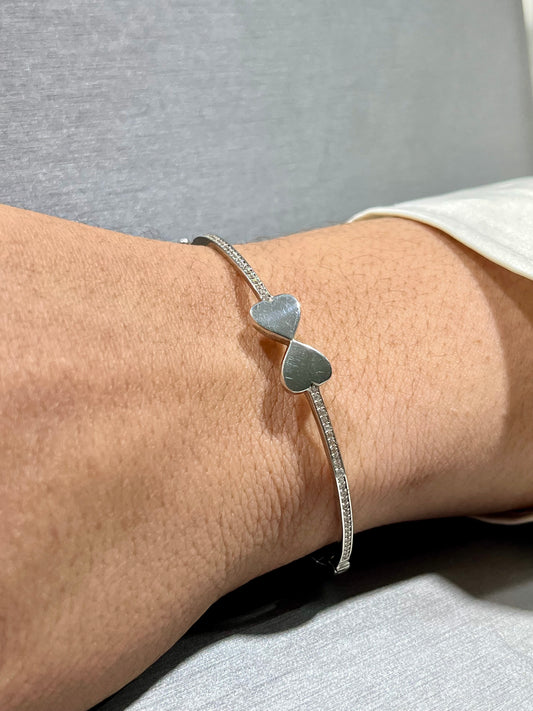 14K Heart Bangle With Gold