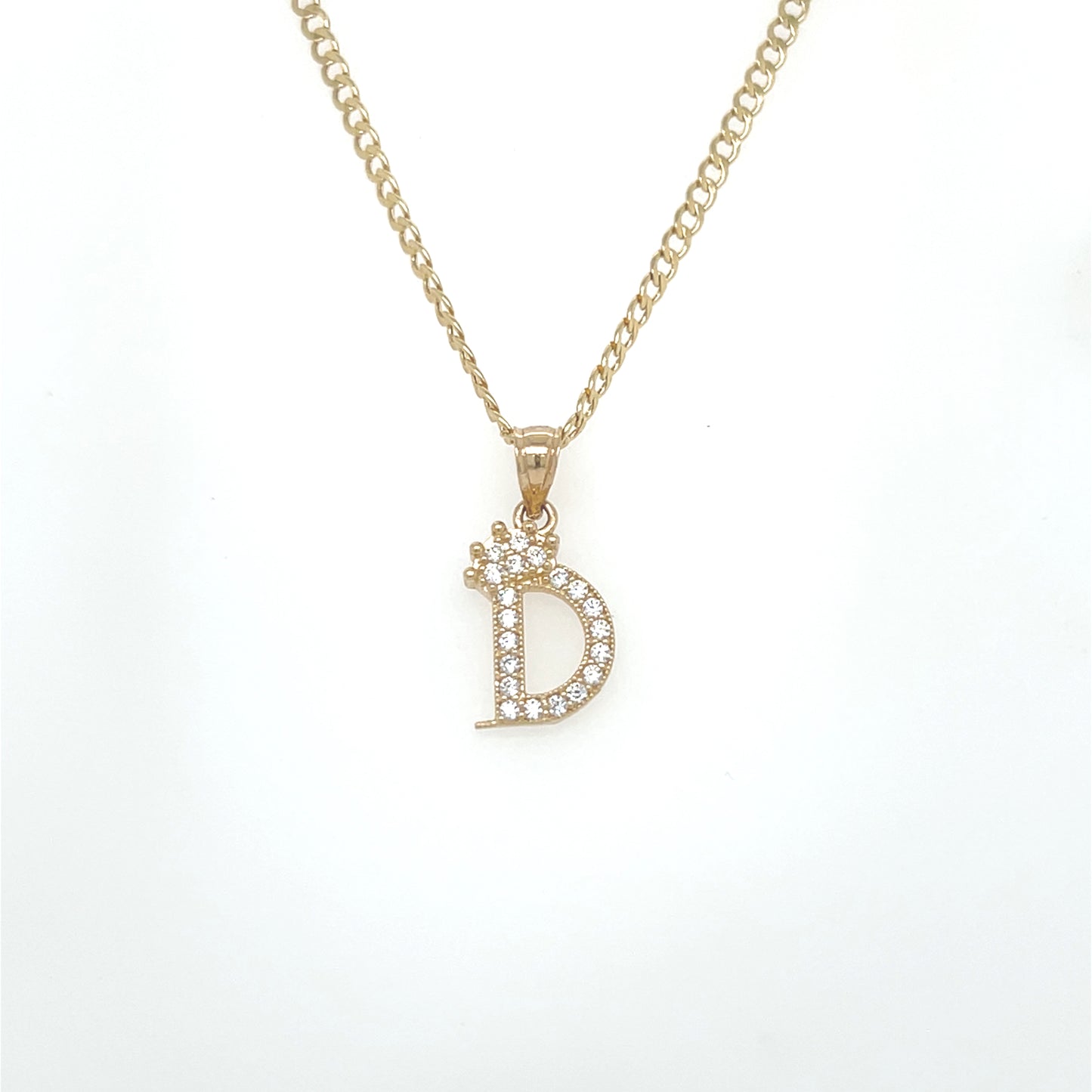 14K Initial Name Pendant With Cuba Chain Yellow Gold