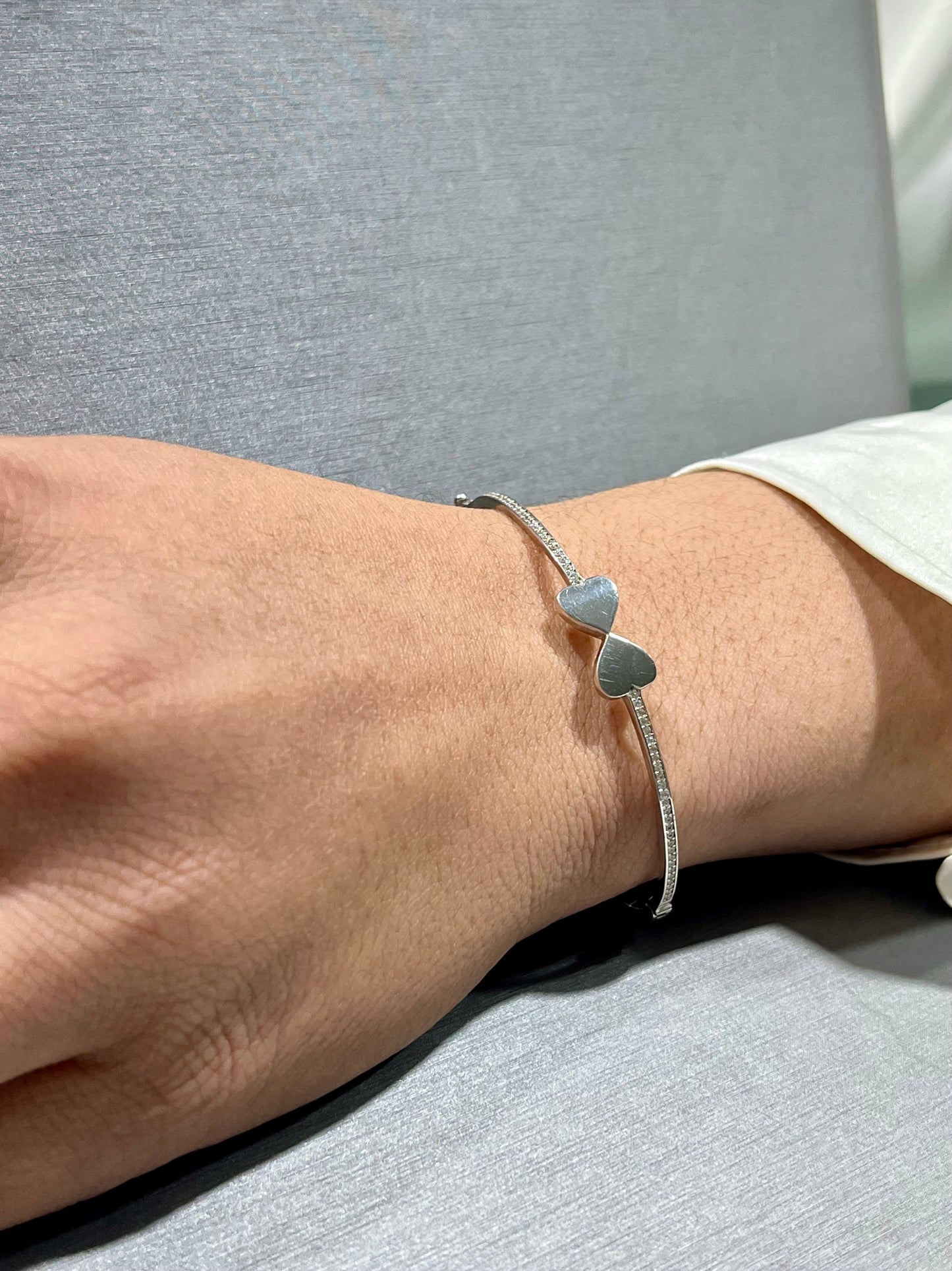 14K Heart Bangle With Gold