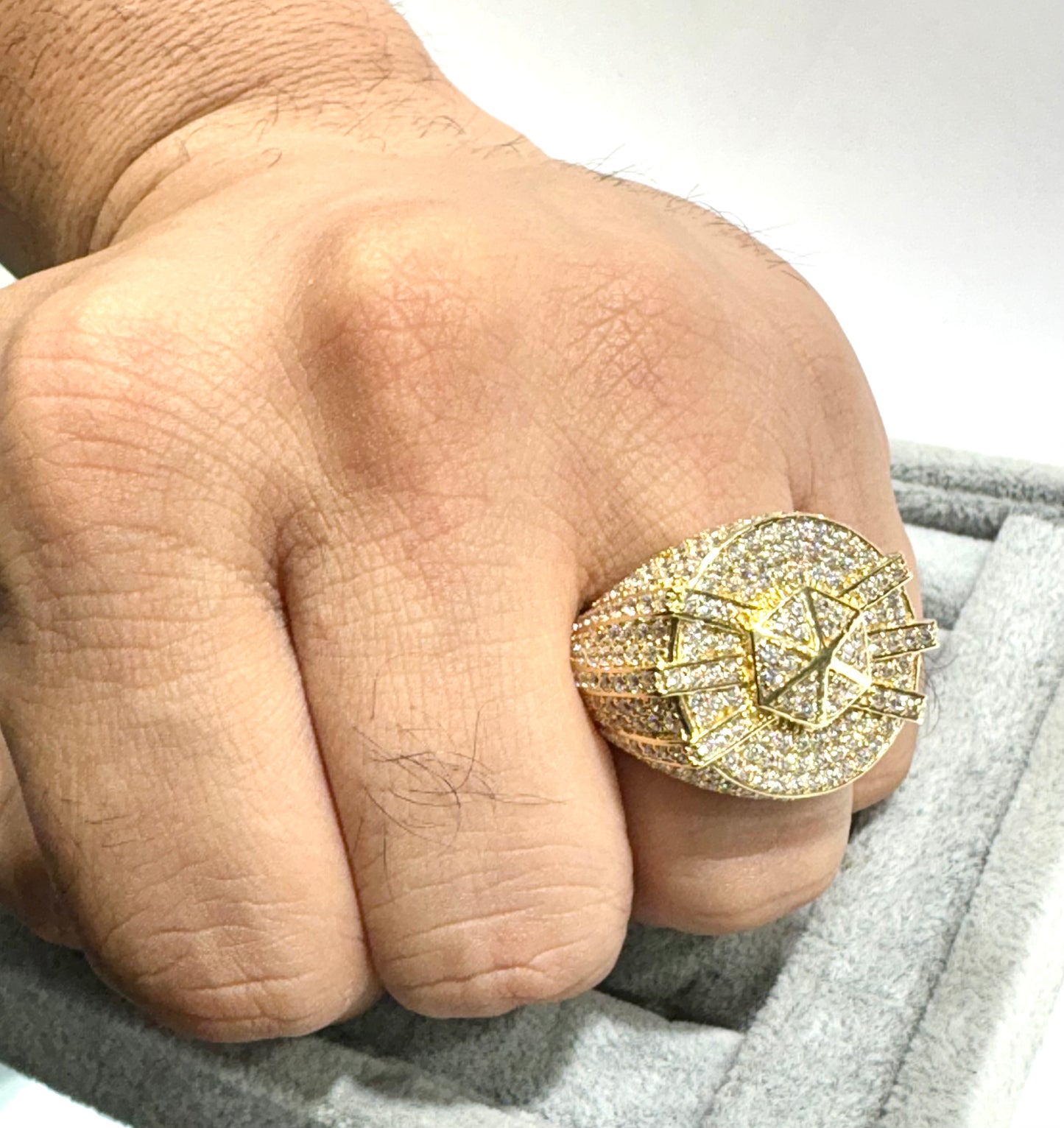 14K Men's Ring with CZ Stones